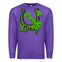 Purple Lucky shamrock horseshoe Premium Sweatshirt - RanaPortraitStore