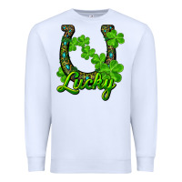 White Lucky shamrock horseshoe Premium Sweatshirt - RanaPortraitStore