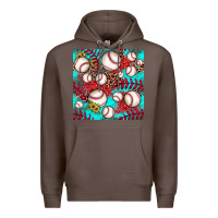 Coffee baseball leopard turquoise sunflower seamless pattern Premium Hoodie - JahusDesignShop