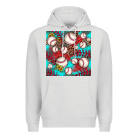Dove Grey baseball leopard turquoise sunflower seamless pattern Premium Hoodie - JahusDesignShop