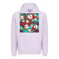 Lilac baseball leopard turquoise sunflower seamless pattern Premium Hoodie - JahusDesignShop