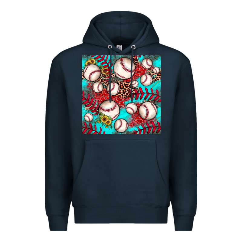 Baseball Leopard Turquoise Sunflower Seamless Pattern Premium Hoodie by JahusDesignShop | Teevron