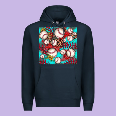 Baseball Leopard Turquoise Sunflower Seamless Pattern Premium Hoodie Designed By Jahusdesignshop