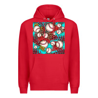 Red baseball leopard turquoise sunflower seamless pattern Premium Hoodie - JahusDesignShop