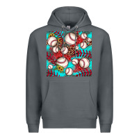 Rock baseball leopard turquoise sunflower seamless pattern Premium Hoodie - JahusDesignShop