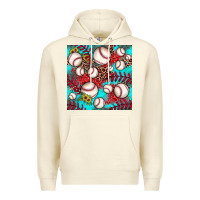 Sandshell baseball leopard turquoise sunflower seamless pattern Premium Hoodie - JahusDesignShop