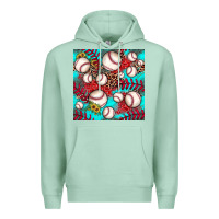 Seafoam baseball leopard turquoise sunflower seamless pattern Premium Hoodie - JahusDesignShop