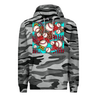 Slate Camo baseball leopard turquoise sunflower seamless pattern Premium Hoodie - JahusDesignShop