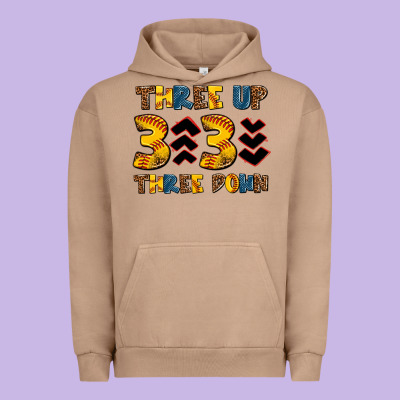 Three Up Three Down Softball Urban Hoodie Designed By Adodesignshop