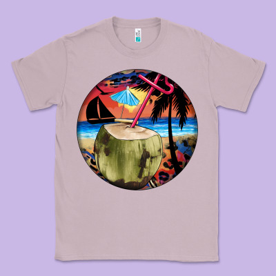 Coconut Drink Colorful Leopard Classic Tee Designed By Barkaloodesign