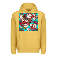 Antique Gold baseball leopard turquoise sunflower seamless pattern Premium Hoodie - JahusDesignShop