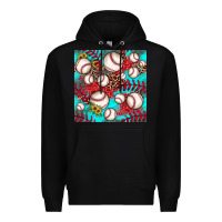 Black baseball leopard turquoise sunflower seamless pattern Premium Hoodie - JahusDesignShop