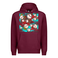 Burgundy baseball leopard turquoise sunflower seamless pattern Premium Hoodie - JahusDesignShop