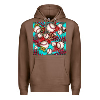Chestnut baseball leopard turquoise sunflower seamless pattern Premium Hoodie - JahusDesignShop