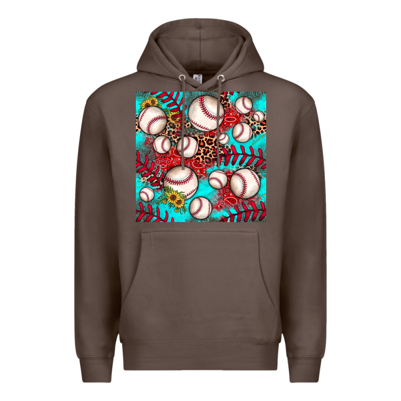 Baseball Leopard Turquoise Sunflower Seamless Pattern Premium Hoodie by JahusDesignShop | Teevron