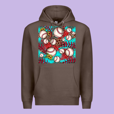 Baseball Leopard Turquoise Sunflower Seamless Pattern Premium Hoodie Designed By Jahusdesignshop