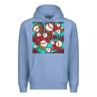 Colony Blue baseball leopard turquoise sunflower seamless pattern Premium Hoodie - JahusDesignShop