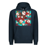 Navy baseball leopard turquoise sunflower seamless pattern Premium Hoodie - JahusDesignShop