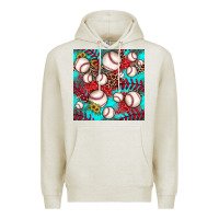 Oatmeal Heather baseball leopard turquoise sunflower seamless pattern Premium Hoodie - JahusDesignShop