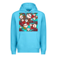 Ocean Blue baseball leopard turquoise sunflower seamless pattern Premium Hoodie - JahusDesignShop