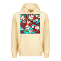 Pina Colada baseball leopard turquoise sunflower seamless pattern Premium Hoodie - JahusDesignShop