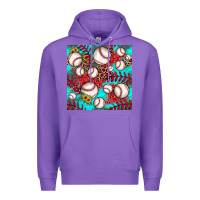 Purple baseball leopard turquoise sunflower seamless pattern Premium Hoodie - JahusDesignShop