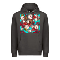 Smoke baseball leopard turquoise sunflower seamless pattern Premium Hoodie - JahusDesignShop