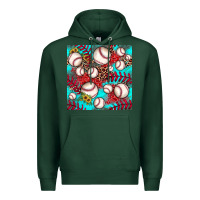 Sports Green baseball leopard turquoise sunflower seamless pattern Premium Hoodie - JahusDesignShop
