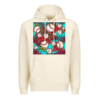 Tofu baseball leopard turquoise sunflower seamless pattern Premium Hoodie - JahusDesignShop