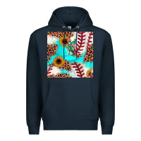 Navy baseball leopard turquoise cactus sunflower seamless pattern Premium Hoodie - JahusDesignShop