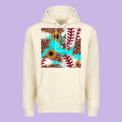 Baseball Leopard Turquoise Cactus Sunflower Seamless Pattern Premium Hoodie Designed By Jahusdesignshop