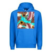 True Royal baseball leopard turquoise cactus sunflower seamless pattern Premium Hoodie - JahusDesignShop