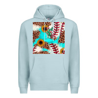 Blue Mist baseball leopard turquoise cactus sunflower seamless pattern Premium Hoodie - JahusDesignShop