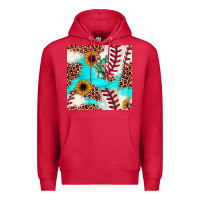 Cardinal baseball leopard turquoise cactus sunflower seamless pattern Premium Hoodie - JahusDesignShop