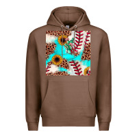 Chestnut baseball leopard turquoise cactus sunflower seamless pattern Premium Hoodie - JahusDesignShop