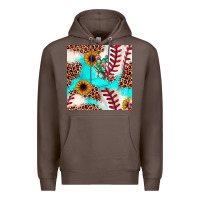 Coffee baseball leopard turquoise cactus sunflower seamless pattern Premium Hoodie - JahusDesignShop