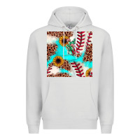 Dove Grey baseball leopard turquoise cactus sunflower seamless pattern Premium Hoodie - JahusDesignShop