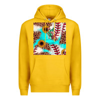 Lemon baseball leopard turquoise cactus sunflower seamless pattern Premium Hoodie - JahusDesignShop