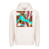Pale Pink baseball leopard turquoise cactus sunflower seamless pattern Premium Hoodie - JahusDesignShop