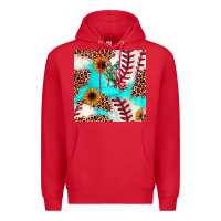 Red baseball leopard turquoise cactus sunflower seamless pattern Premium Hoodie - JahusDesignShop