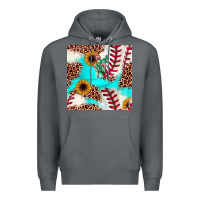 Rock baseball leopard turquoise cactus sunflower seamless pattern Premium Hoodie - JahusDesignShop