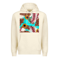 Sandshell baseball leopard turquoise cactus sunflower seamless pattern Premium Hoodie - JahusDesignShop