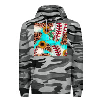 Slate Camo baseball leopard turquoise cactus sunflower seamless pattern Premium Hoodie - JahusDesignShop