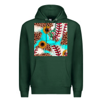Sports Green baseball leopard turquoise cactus sunflower seamless pattern Premium Hoodie - JahusDesignShop