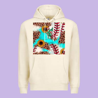 Baseball Leopard Turquoise Cactus Sunflower Seamless Pattern Premium Hoodie Designed By Jahusdesignshop