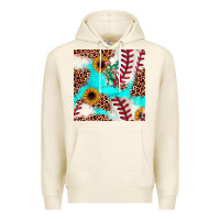 Tofu baseball leopard turquoise cactus sunflower seamless pattern Premium Hoodie - JahusDesignShop