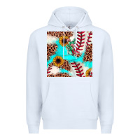 White baseball leopard turquoise cactus sunflower seamless pattern Premium Hoodie - JahusDesignShop