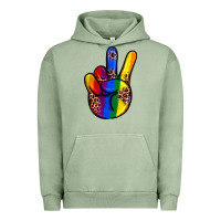 Pigment Oil Green pride leopard peace hand Urban Hoodie - JahusDesignShop