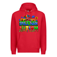 Red small town autism Premium Hoodie - AdoDesignShop