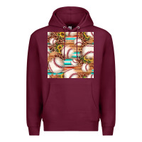 Burgundy baseball leopard sunflower seamless pattern Premium Hoodie - JahusDesignShop